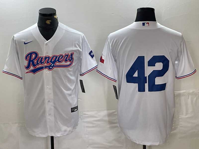 Men%27s Texas Rangers #42 Jackie Robinson White Cool Base Stitched Baseball Jersey